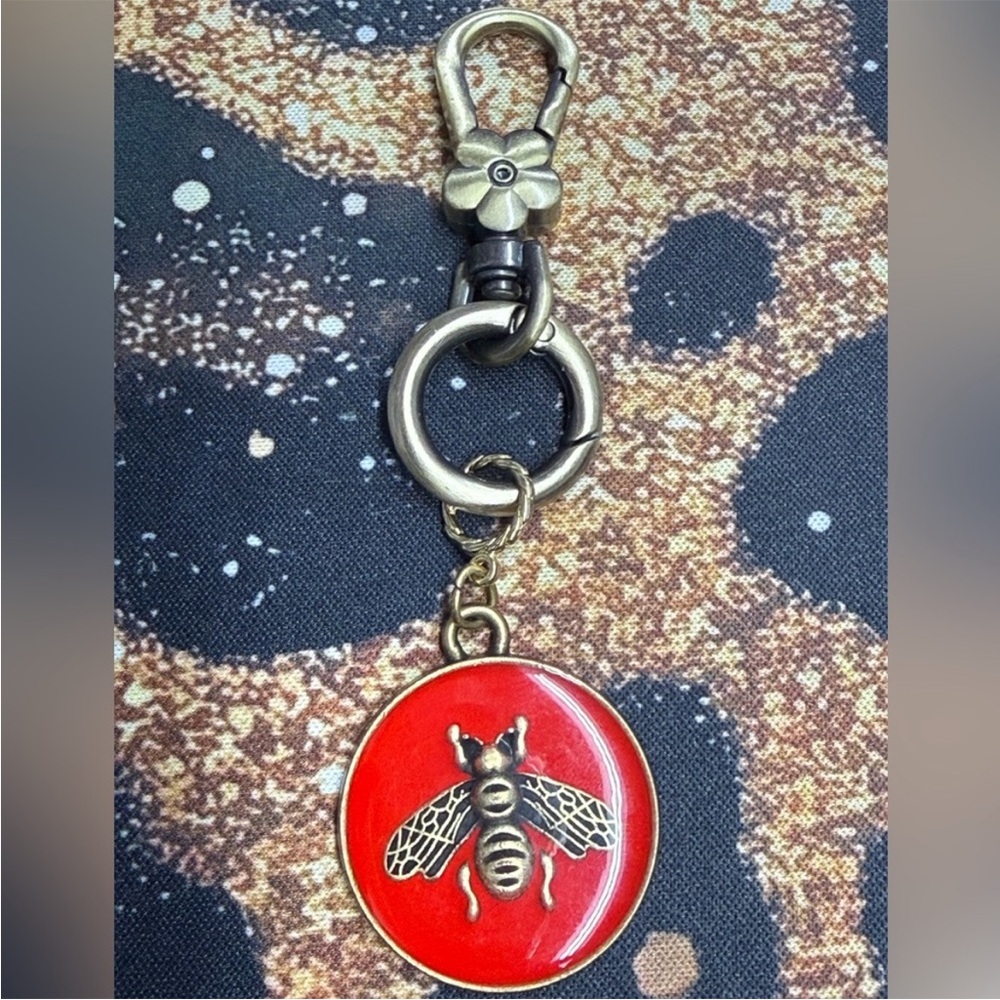 Gucci Bee Keychain Charm in Red and Antique Gold
